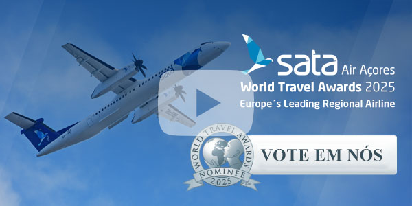 SATA Air Açores. World Travel Awards 2025. Europe's Leading Regional Airline. Vote em nós.