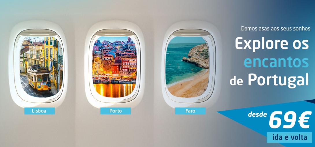 Damos asas aos seus sonhos. Explore os encantos de Portugal, desde 69€ ida e volta.