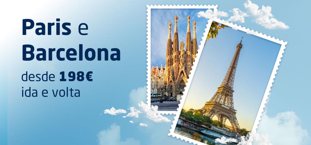 Paris e Barcelona desde 198€ ida e volta